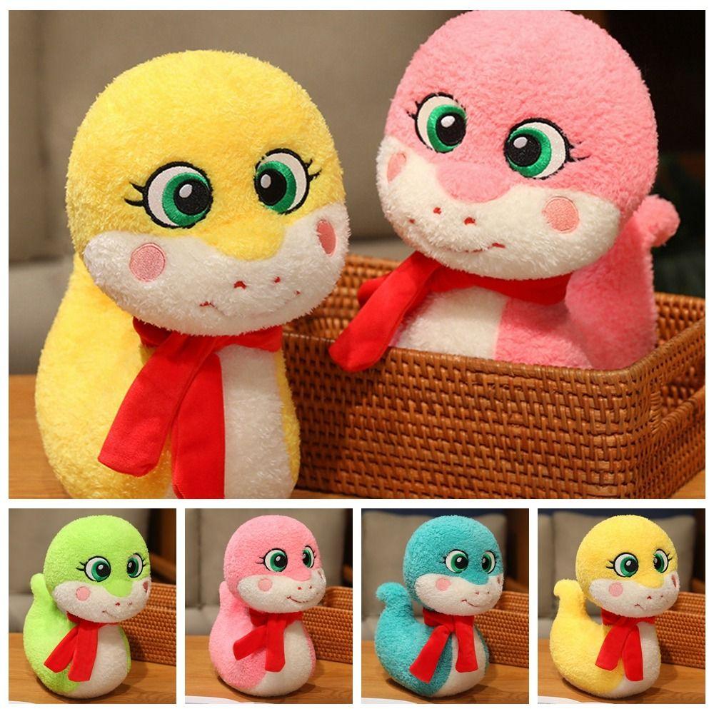 

Zodiacs Snake Cartoon Plush Animal Doll Lucky Snake Plushies Doll Kids Birthday Christmas 28cm жовтий