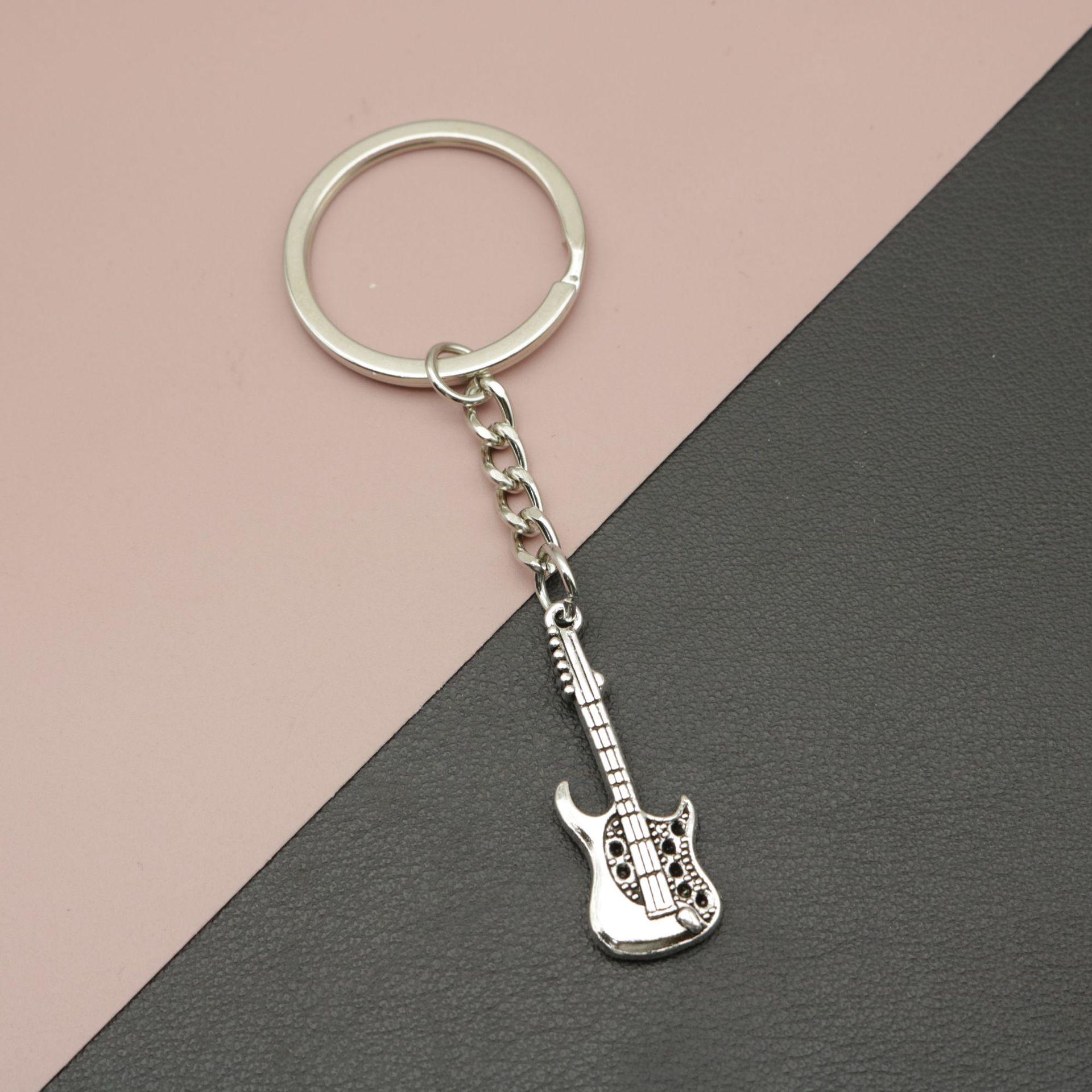 Heein Temu Simple Guitar Keychain Pendant серебряный