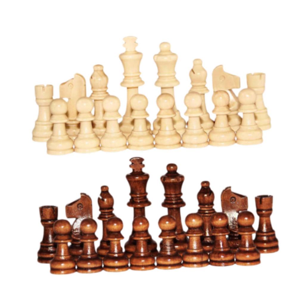 32 Stück Holzschachfiguren, 1-2 Spieler Turnier-Schachfiguren Holz