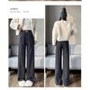 Pantaloni larghi imbottiti super spessi da donna, pantaloni casual larghi e dritti alti, autunnali e invernali