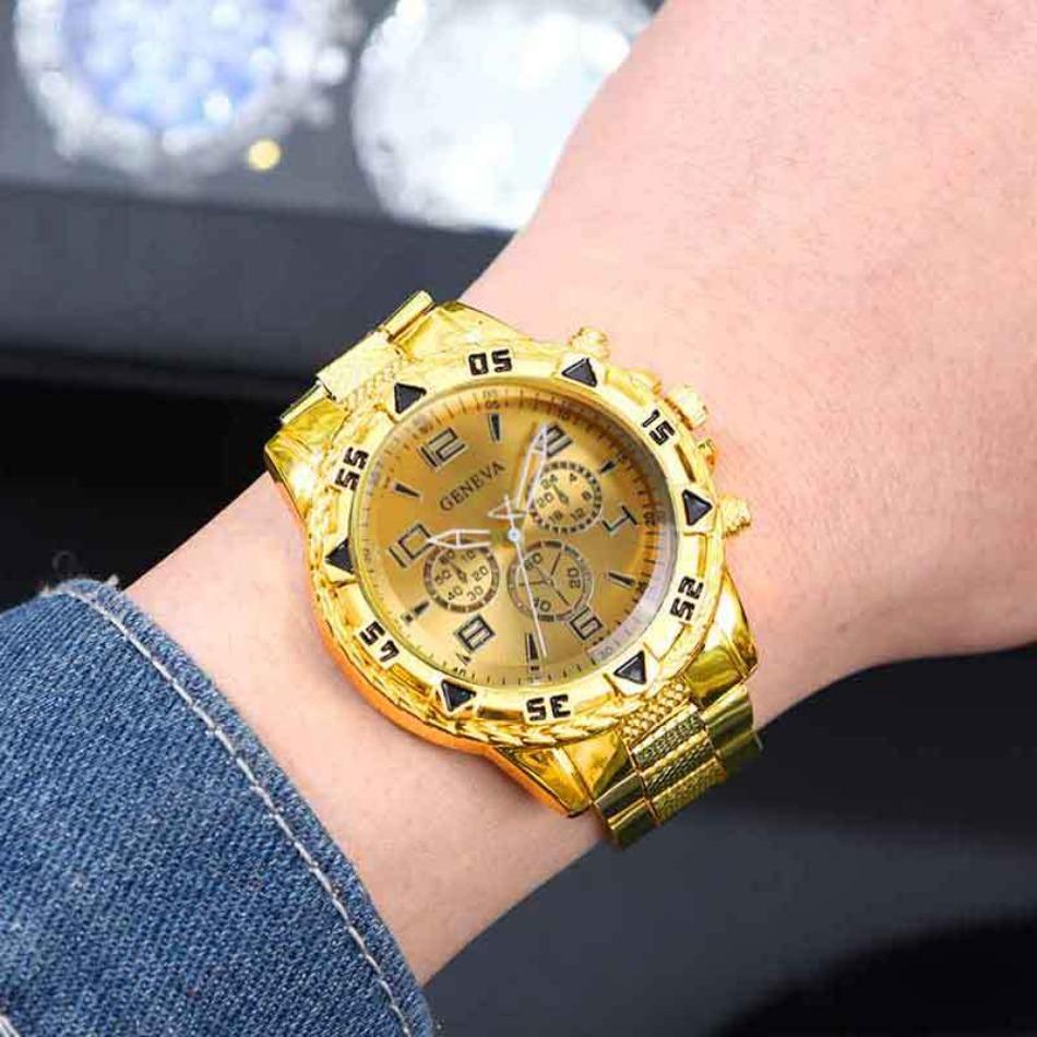 3pcs Men's Luxury Fashion Watch Alloy Strap Mens Watch Round Business Wrist Watch for Men Suitable for Daily Wear Set