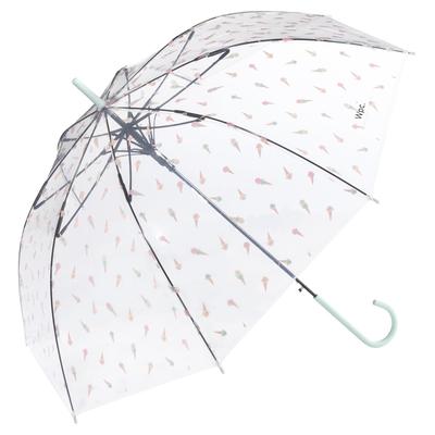 Pluie de Glace 60cm Long Wpc. [Parapluie en Vinyle] Parapluie Blanc Cassé, Baleines, Grand, Parapluie, Sauter, Trajet, École, Voyage, Élégant, Féminin, Mignon,