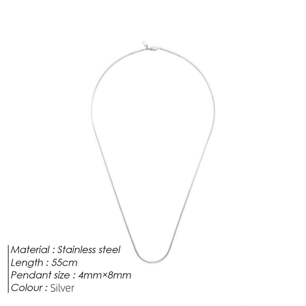 Stainless Steel Box Chain Necklace: Trendy Clavicle Jewelry with Luxurious Style and Versatile Appeal