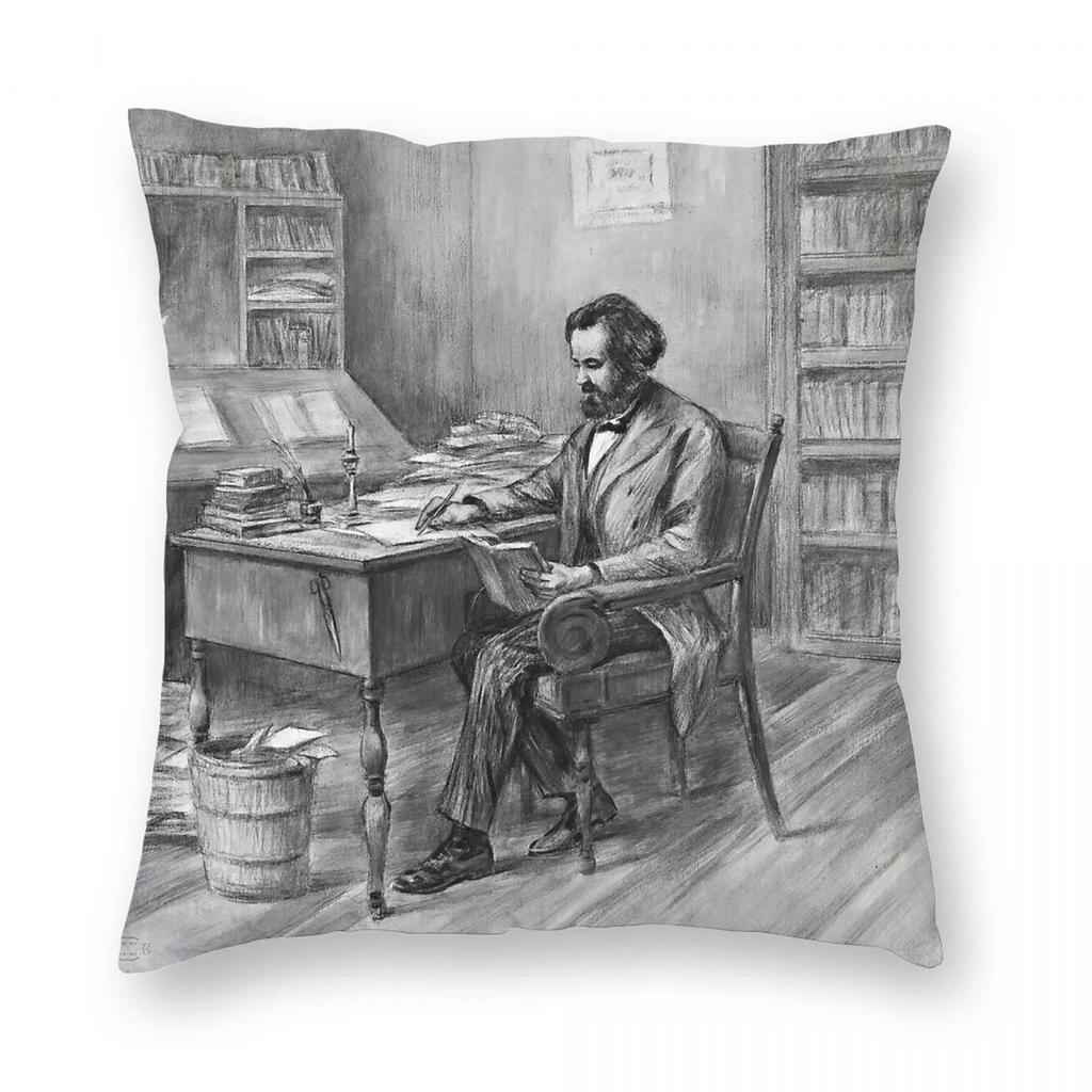 Karl Marx Philosopher Square Pillowcase Polyester Linen Velvet Creative Zip Decorative Throw Pillow Case Sofa Cushion Cover