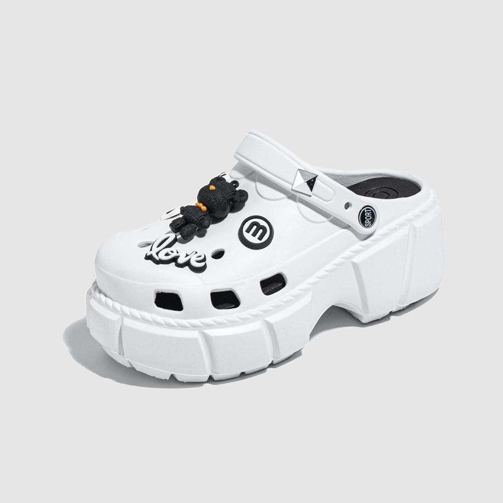 2024 Горячая женская обувь Hole Shoes Нескользящие повседневные сандалии на толстой подошве Верхняя одежда Пляжные тапочки Baotou на мягкой подошве Женские тапочки Сандалии 36-37 белый 1980₽