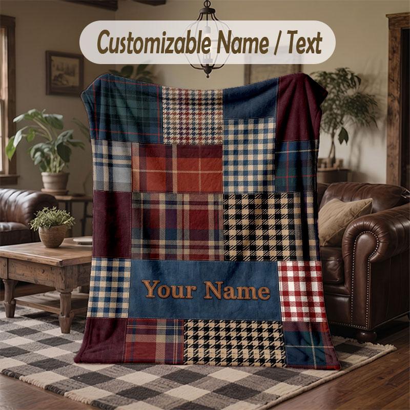 Pătură Aruncată cu Temă Quilt Nume Text Personalizat Pătură Moale Confortabilă pentru Casă Canapea Pat