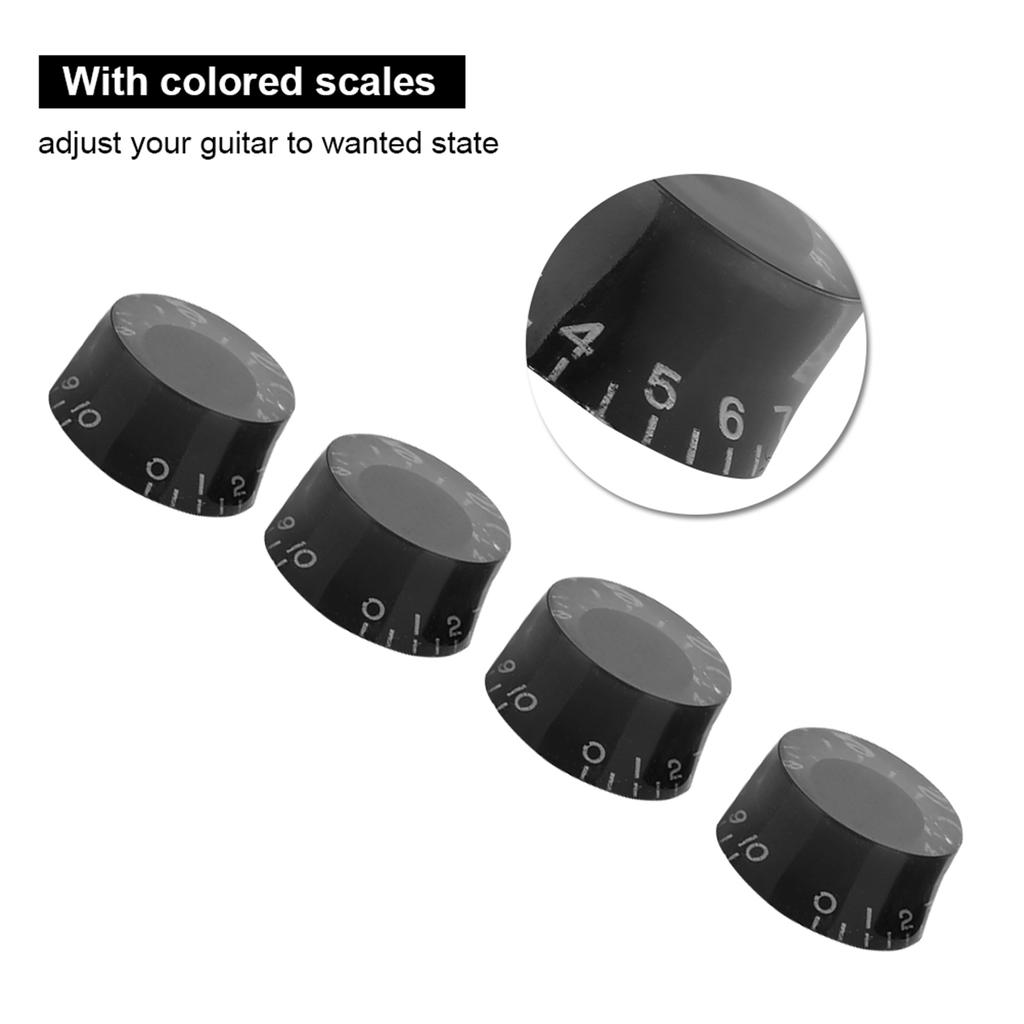 4pcs Guitar Tone Speed Volume Control Knobs Replacement for Les Paul (Black)