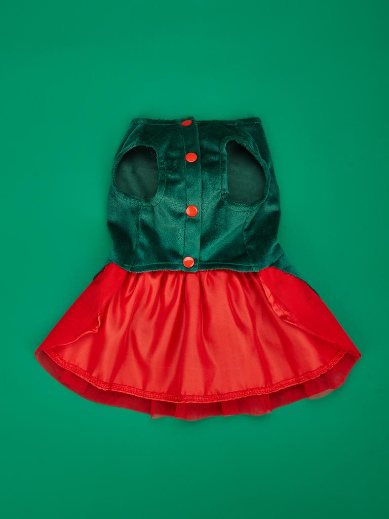 Christmas Puppy Dresses Dog Dress      with Bowknot Puppy Clothes Tulle and Small Bell Doggie Xmas Party Pet Cat Warm Clothes Ap