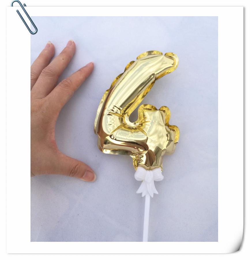 Balon din aluminiu auto-gonflabil de 14 cm cu număr, decor pentru tort, petrecere de aniversare 0-9 inserție.