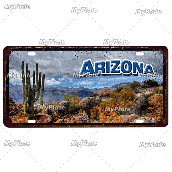[MyPlate]Vintage America State USA City Licenses Plate Metal Sign Tin Sign Poster Plaque Decor Bar Pub Club Home Wall Decoration