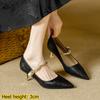 Satin Retro Versatile Women's Shoes Spring and Autumn New Style New Chinese Style High Heels Pointed Toe Strappy Single Shoes