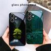 Forest Stream Pattern For iPhone 17 Air 16 E 15 Plus 14 Pro Max 13 12 Mini 11 5 6 7 8 Plus XR XS Max SE Black Glass Phone Case