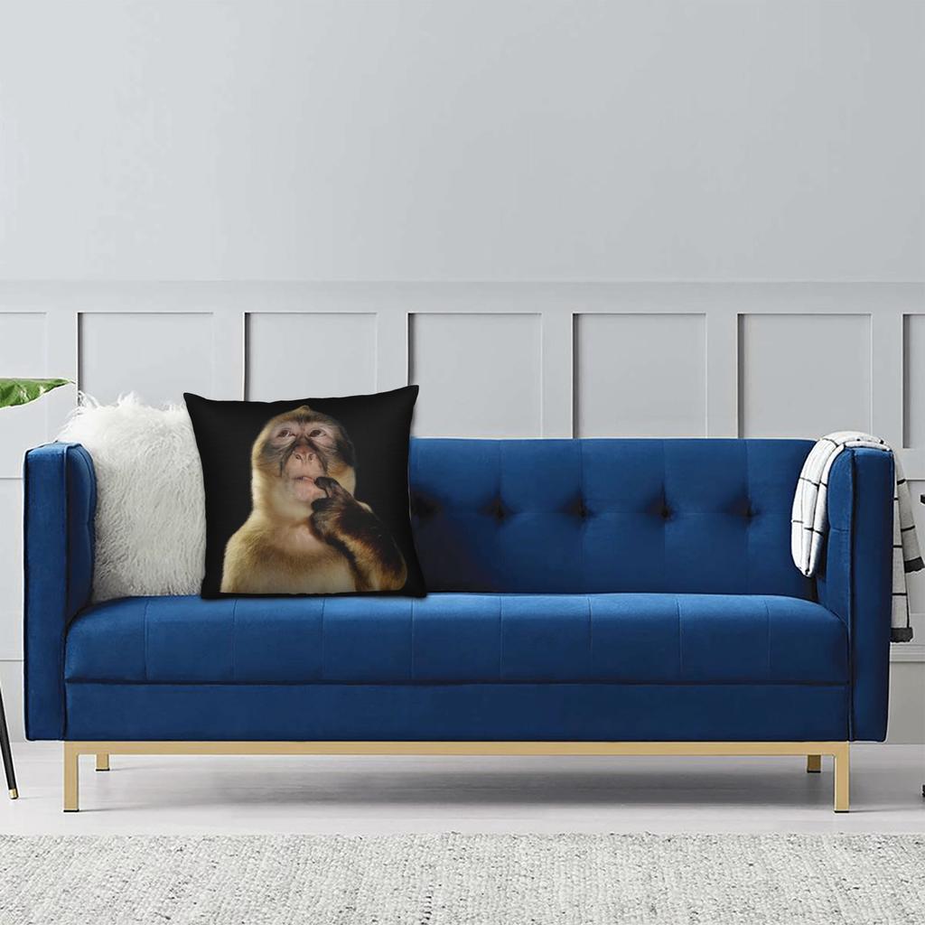 Federa per Cuscino Meme Scimmia Pensierosa Morbido Poliestere Copricuscino Copertina Cuscino Regalo per la Casa con Cerniera 18''