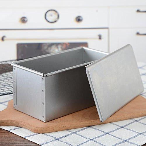 Tiger Crown Silver Bread Pan, 95 x 190 x 95mm, Square Bread Pan, 1 Loaf Capacity, Steel with Aluminum Plated Finish, with Sliding Lid, 2383