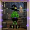 Indoor Outdoor Halloween Sign Happy Welcome Witch Legs Hat Hanging Wooden Wall Decor Durable Art Rustic Front Door Hanger for Porch Vivid Color