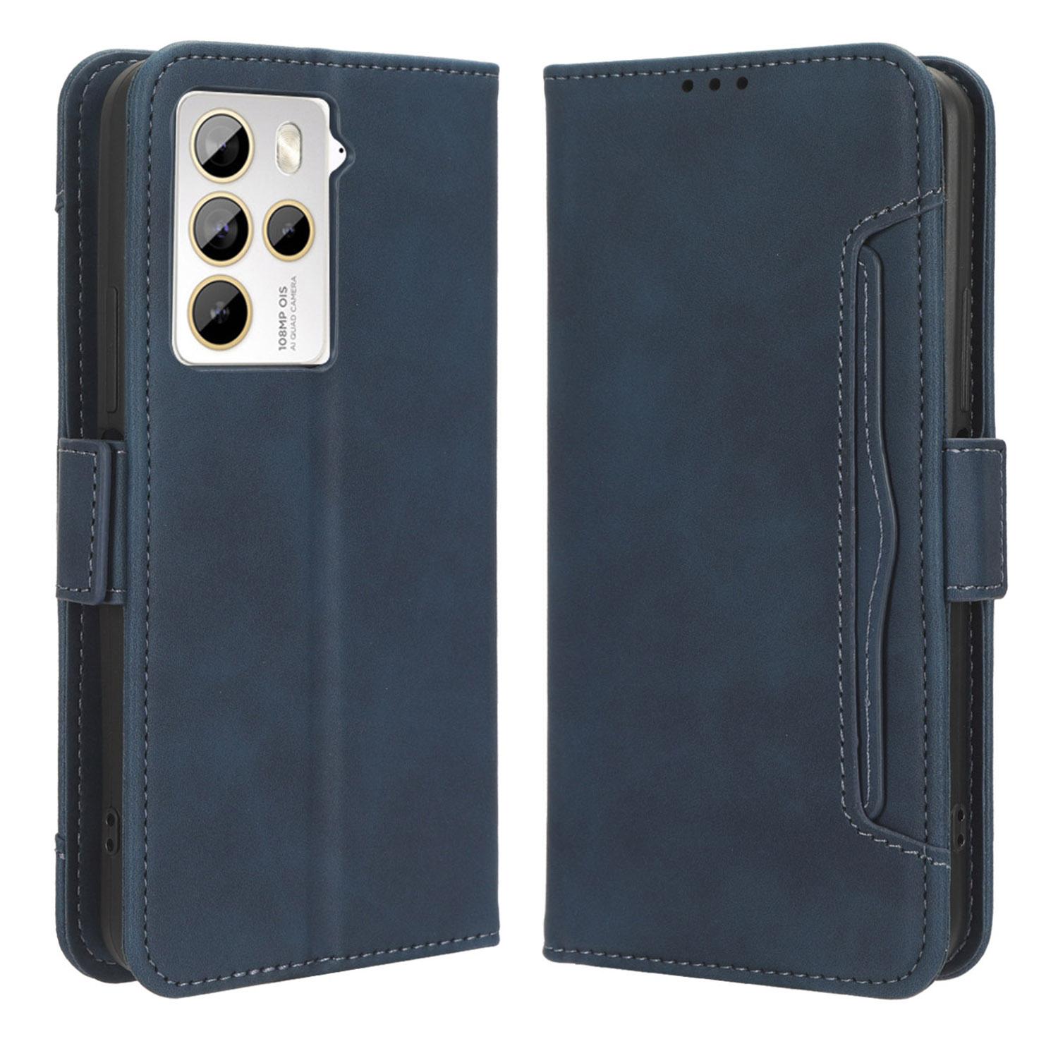 

For HTC U23 Pro 5G Multiple Card Slots Cell Phone Cover PU Leather Case with Stand Wallet Blue