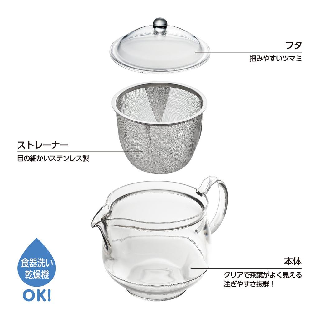 Akebono Sangyo Lightweight and Unbreakable Teapot, 730ml, Tritan Resin, Clear Teapot with Stainless Steel Mesh, LL Size, Made In Japan, TW-3723