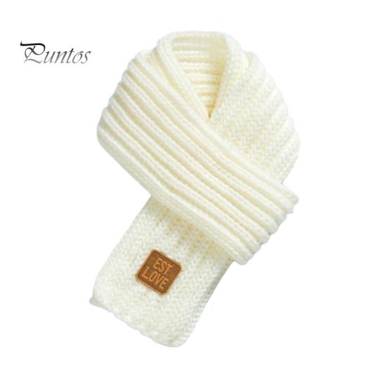 

Детский вязаный шарф, однотонный, утолщенный, теплый, вязаный шарф с этикеткой из искусственной кожи, универсальная повседневная одежда белый