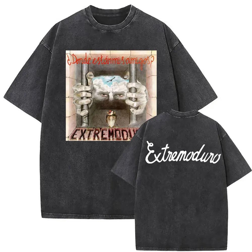 T-shirt Oversize Larga Estiva Band Rock EXTREMODURO Tour 2026 T-shirt Lavata Vintage Uomo Donna Moda Hip Hop Street T-shirt