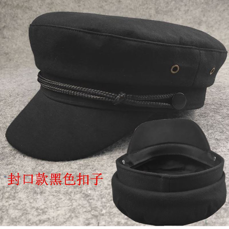 Sealed flat top hat retro casual student hat small head circumference men's hat big head circumference men's captain hat solid color hat women