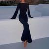 Women's O-neck Beach Sun-protective Long-sleeved Backless Dress Summer Long-sleeved Sexy Backless Dress