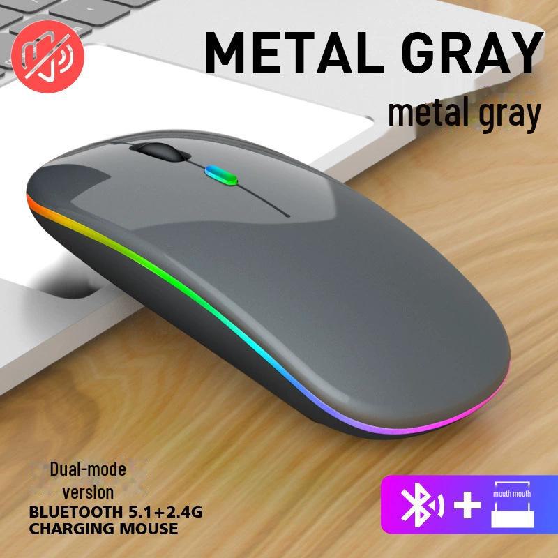 

Бездротова миша подвійного режиму 2.4G Bluetooth 5.0, безшумна, для ноутбуків Apple - Перезаряджувана для тихої офісної роботи