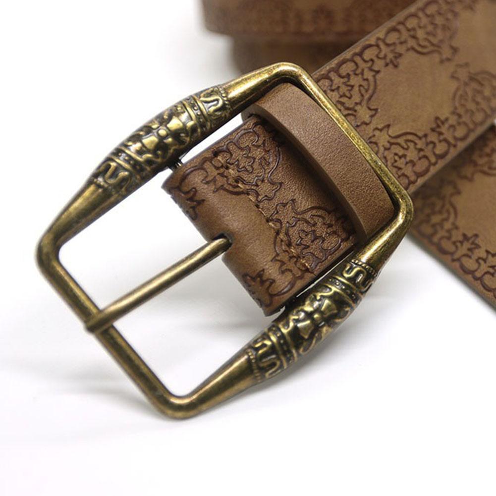 Women Vintage Embossed Belt Fashion Casual PU Leather Belt Versatile Adjustable Metal Buckle Belt