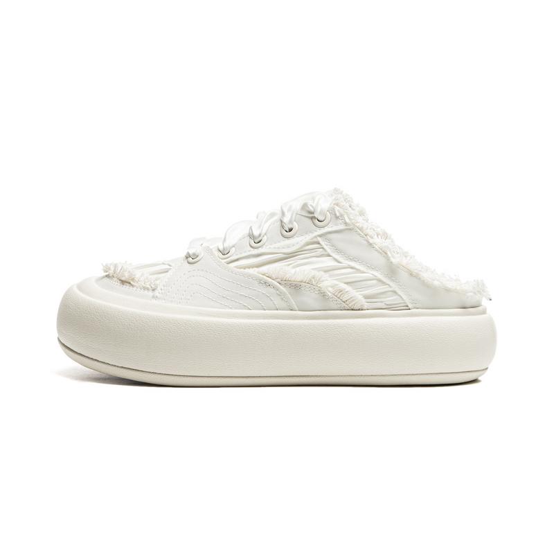 Li Ning Cream Puff Mule Slip Resistant Abrasion Resistant Low top Casual Shoes Women's Ivory AZGU072-1