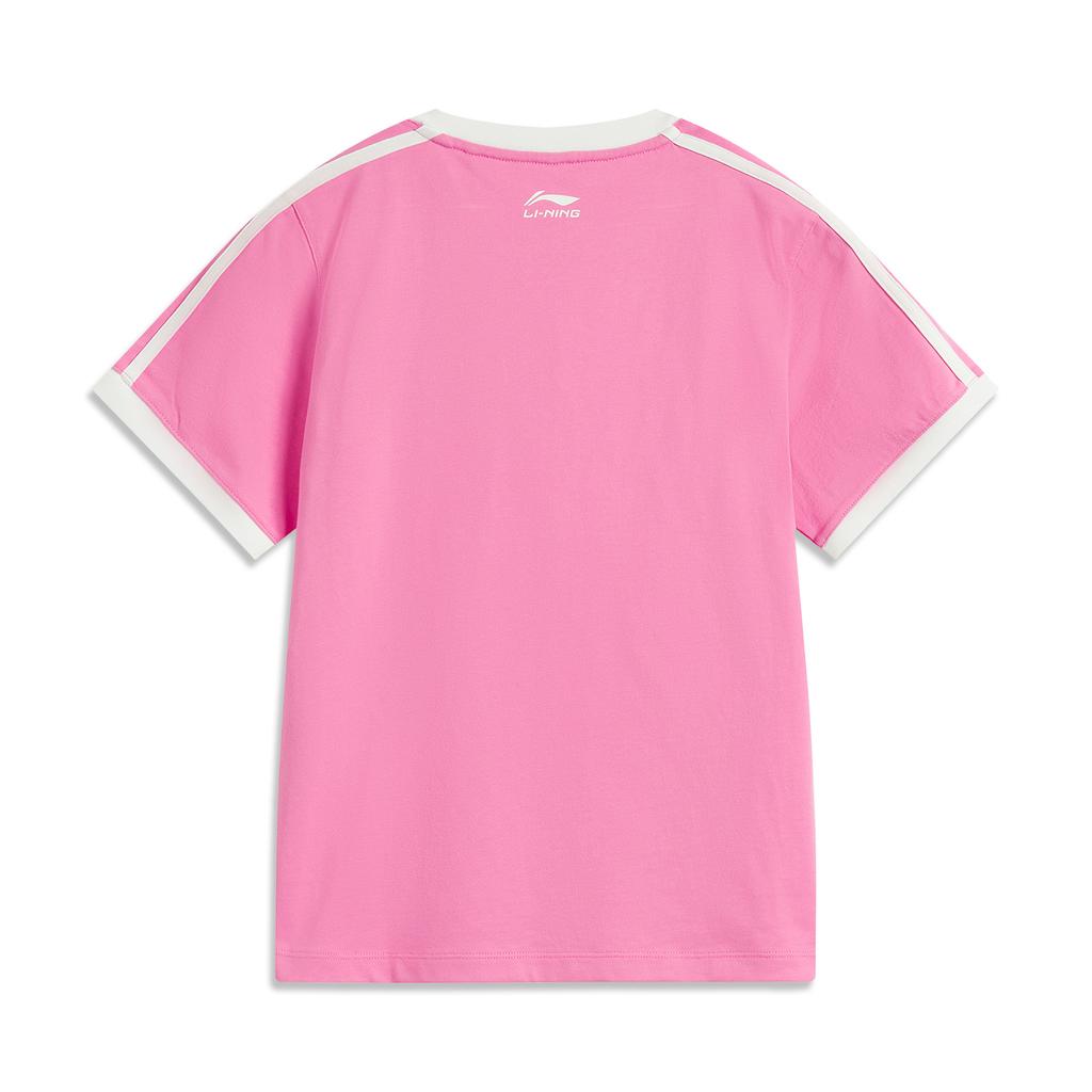 Li Ning Sports Lifestyle Series American Vintage Minimalist Comfortable Round Neck Pullover Short Sleeve T-Shirt Women T-Shirt AHSVB44-6