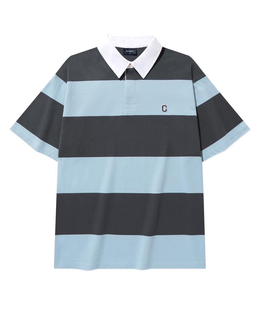 COVERNAT C Logo Rugby Collar T-Shirt Charcoal