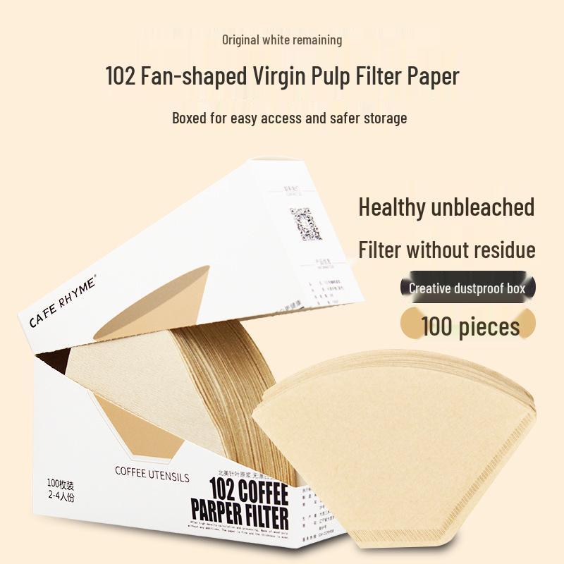 Unbleached Fan-Shaped Coffee Filter Bags for 2-4 Servings - Thickened, Solid Color