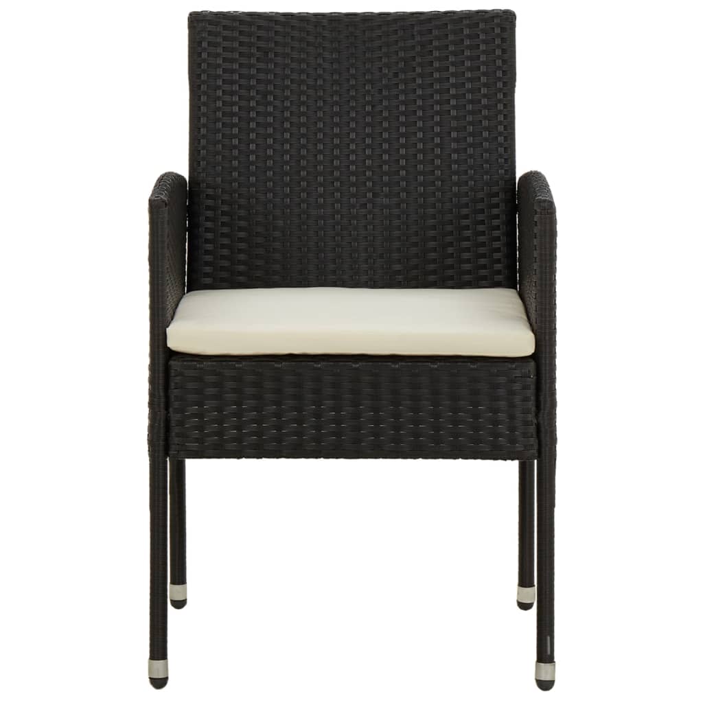 5 Piece Garden Dining Set Poly Rattan Black