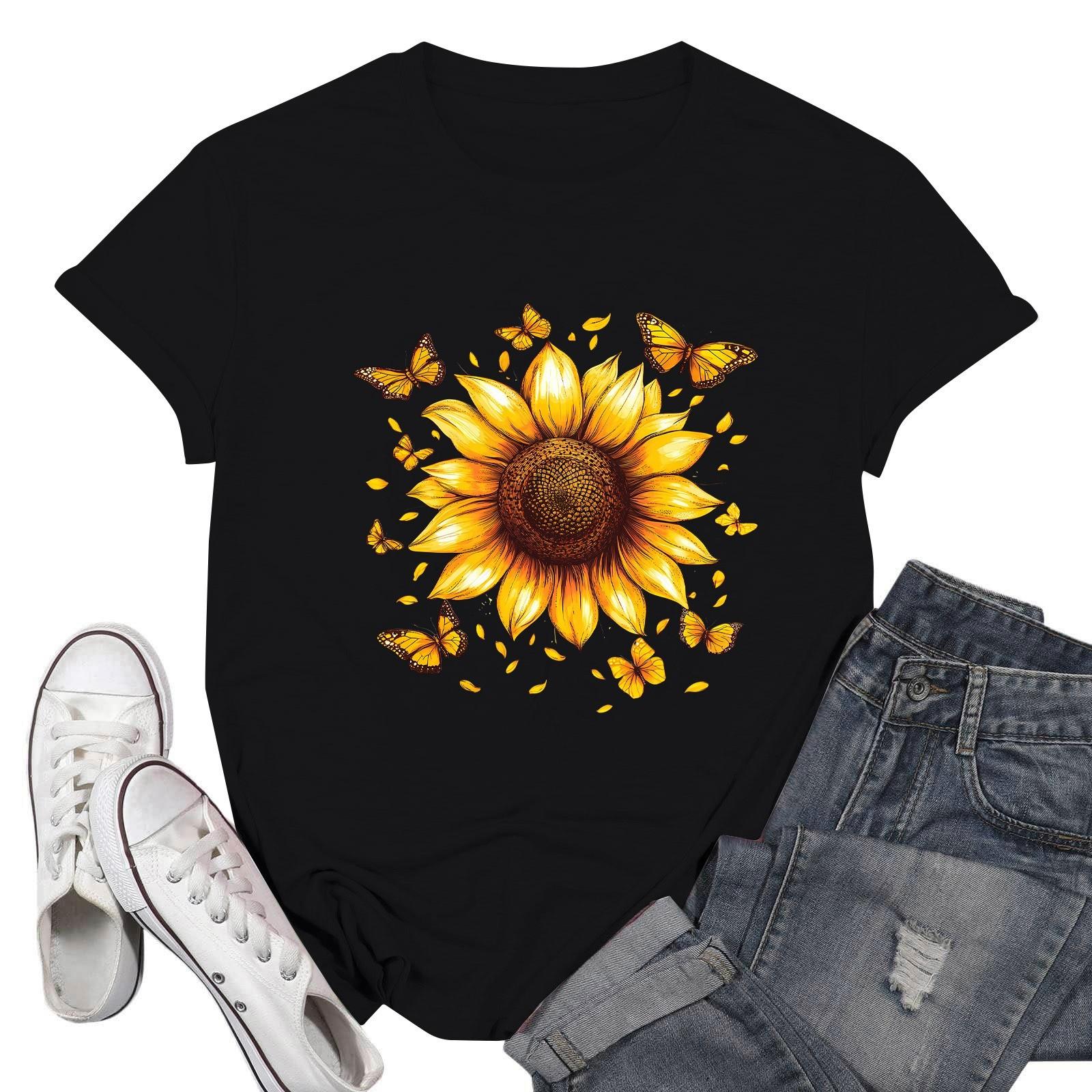 

Женские модные повседневные пуловеры с короткими рукавами и круглым вырезом с принтом XXXL чёрный