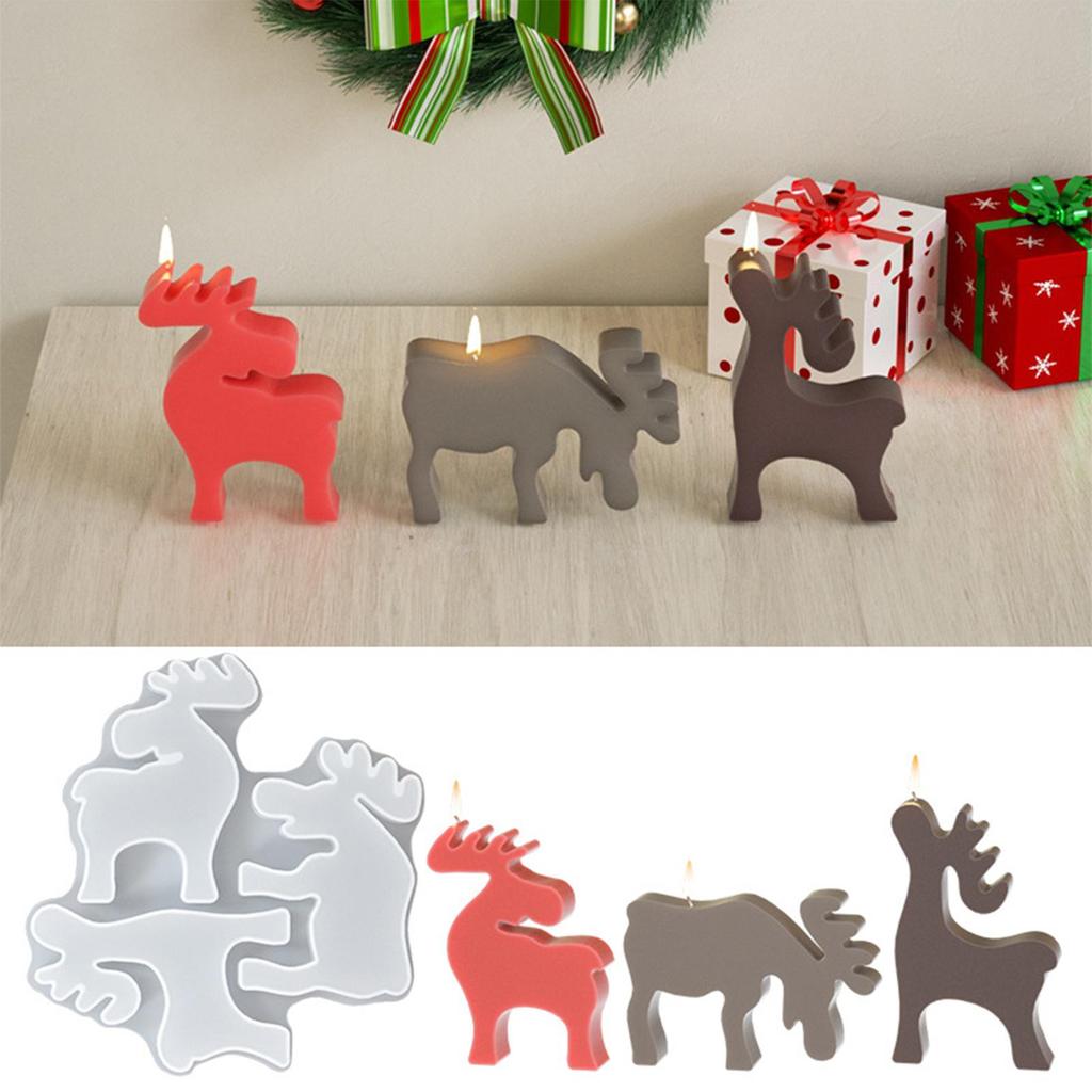 Silikon-Weihnachtsmolds 3D-Rentierformen Rentierform für Schokolade Kerze Seife Fondant Süßigkeiten Backen Feiertagsbasteln Tisch
