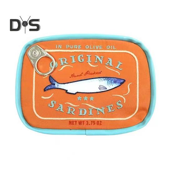 Canned Sardines Makeup Bag Large Capacity Zipper Closure Exquisite Embroidery Patterns Portable Travel Toiletry Bag Cosmetic Organizer