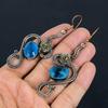Faceted Blue Topaz Earrings, 999 Copper Wire Wrapped Earrings Handmade Gemstone Jewelry, Gifts For Wife Brand New Earrings