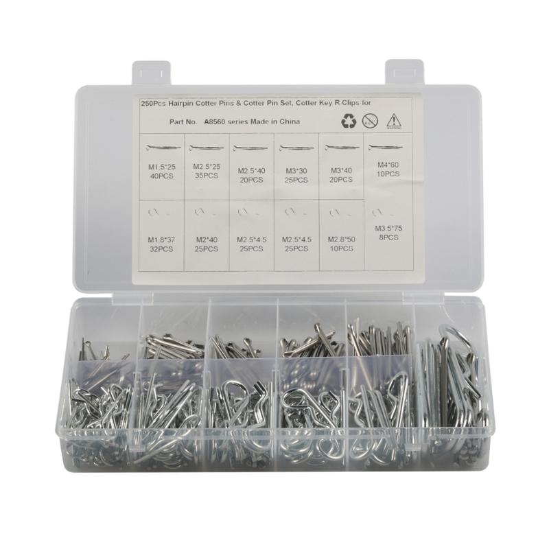 Cotter Pin Clip Retaining Hair Pins Including 5 Sizes Cotter Pins and 6 Sizes Hairpin Cotter Pin Assortment Kit