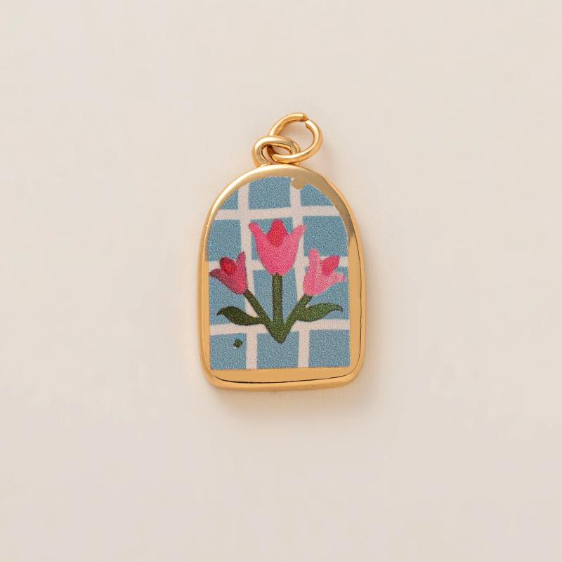 Simple And Versatile Color Blocking Butterfly Love Flower Diy Pendant Accessories Gold-Plated Color Preservation