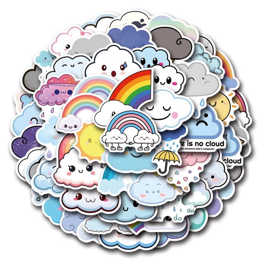 55-110 Cartoon Cloud Graffiti Stickers for Cars, Luggage, and Cups