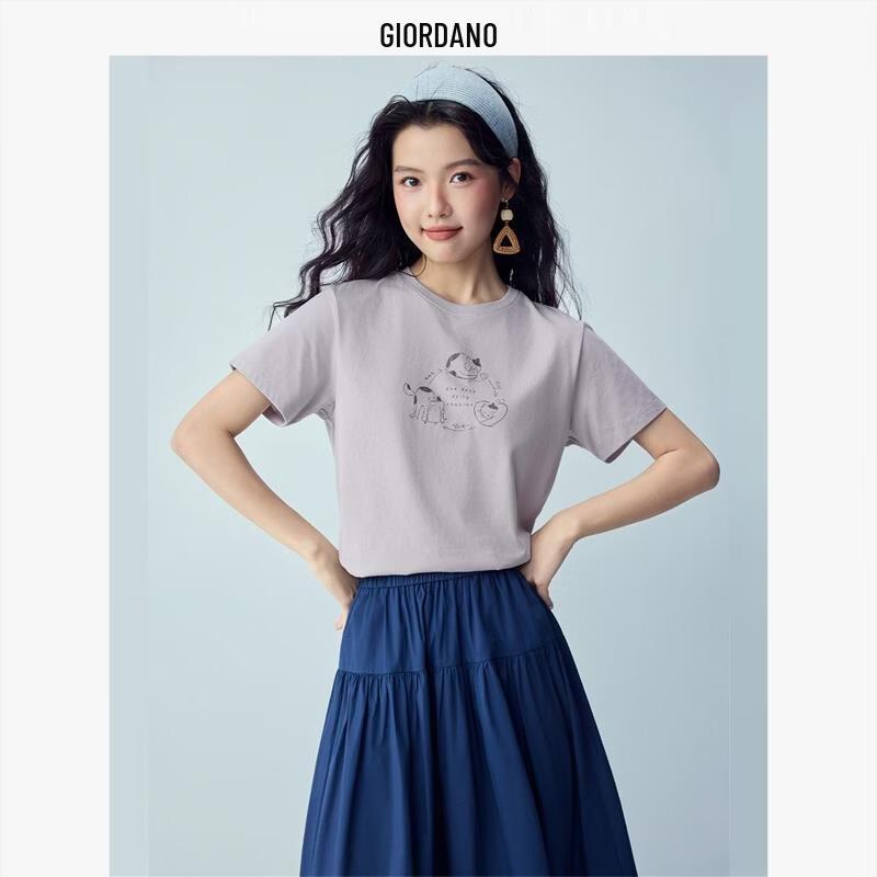 Giordano Women s Fun Pet Print Cotton T-Shirt