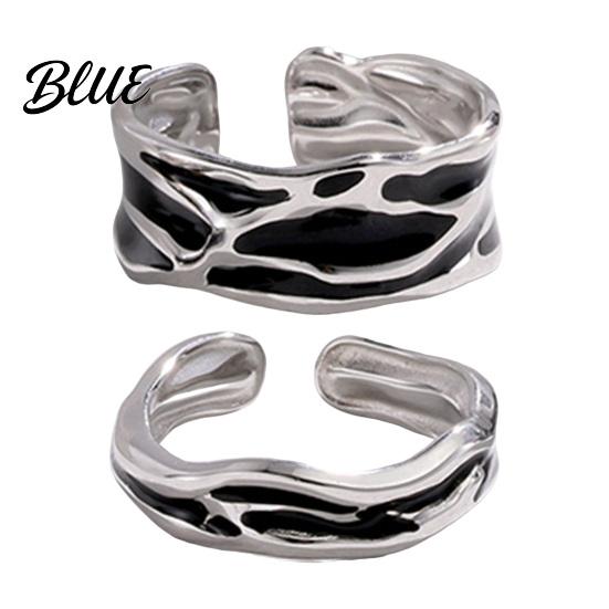 Couple Ring Thin Adjustable Open Band Stainless Steel Minimalist Geometric