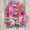 Women's Casual Long Sleeve Cute Christmas Print Neck Knit Sweater