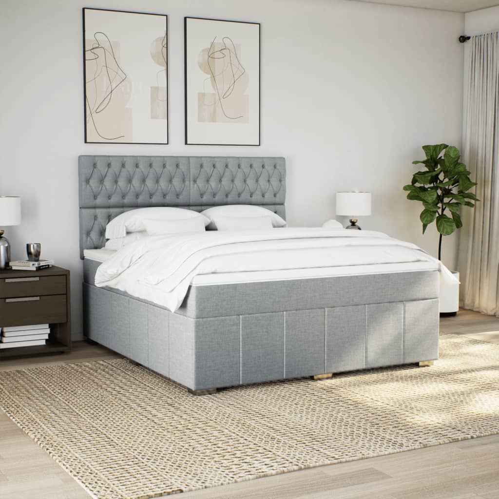 Vidaxl Letto Continentale Con Materasso, Grigio Chiaro, Tessuto, 180X200Cm
