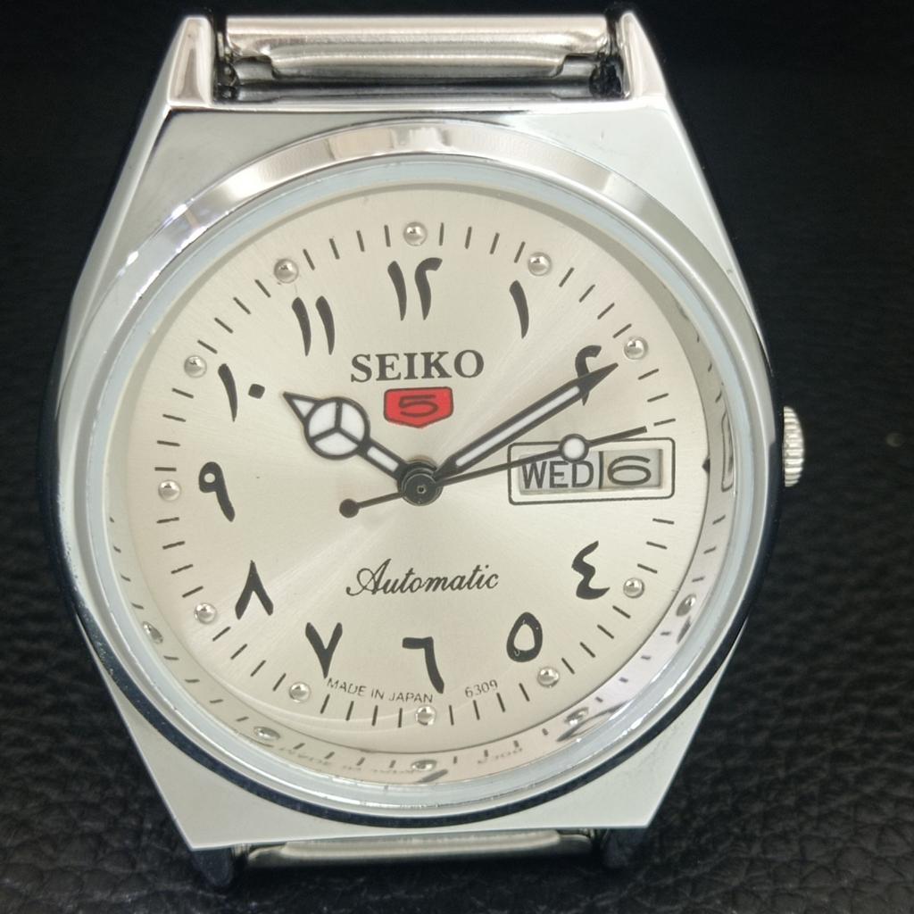 REFURBISHED SEIKO 5 AUTOMATIC 6309A JAPAN MENS VINTAGE SILVER WATCH a442575-1