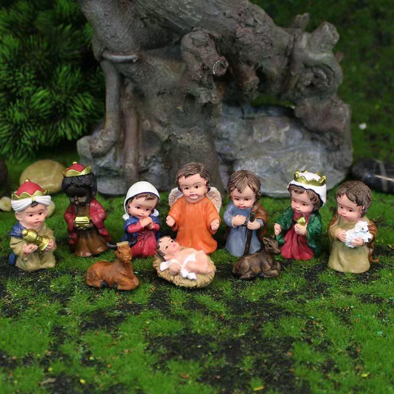 Creative Nativity Scene Resin Figurines With Artistic Design For Festive Home Decor