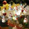 Christmas Tree Decorations Decorative Hangable Snowman Ornaments 9pcs Wood Crafts Figurine Pendant Hangable For Holiday Home