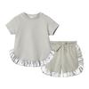 Korean Style Girls' Summer Two-Piece Set: Lace Top & Shorts