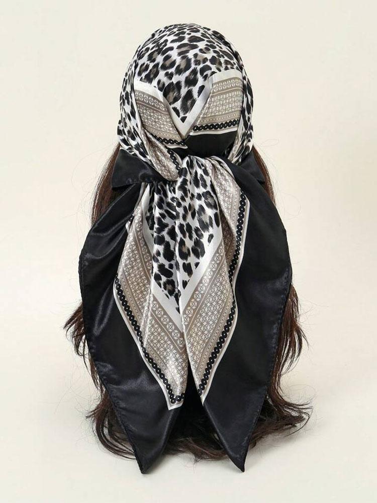 

Весенне-летний дизайн Леопард 90 см Женский шарф Солнцезащитный платок Шаль Хиджаб Женский Головной платок Хиджаб Обертывания Шейный платок Бандана