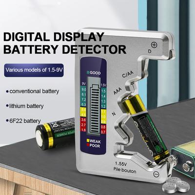 Universal Digital Battery Tester, LCD Display Battery Checker for AA AAA 9V 1.5V Button Cell, Portable Battery Capacity Detector Tool
