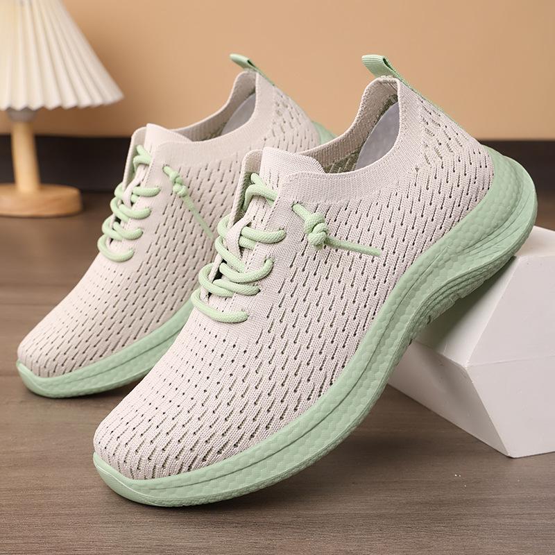 Shoes Women's Shoes Couple's Polyurethane Casual Shoes Breathable Lace-up Single Shoes Shallow Mouth Fly-woven Mesh Shoes Soft-soled Women's Shoes